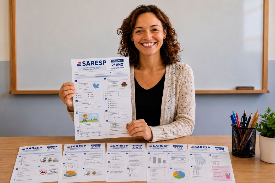 Kit de Simulados SARESP 2º Ano — cadernos de testes prontos para imprimir